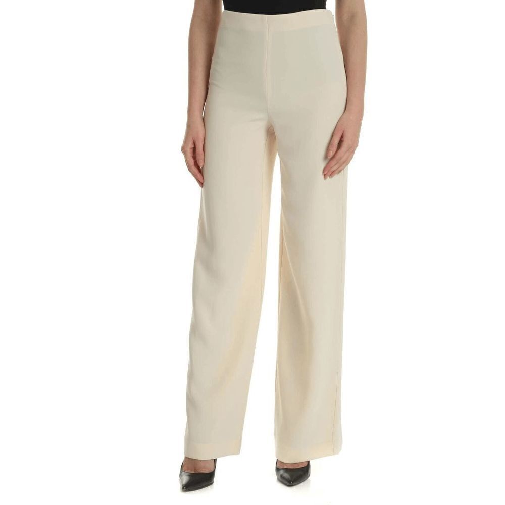 THEORY Wide Leg Trousers Pant Clean Classic High Rise Crepe Ivory Women's Size 4